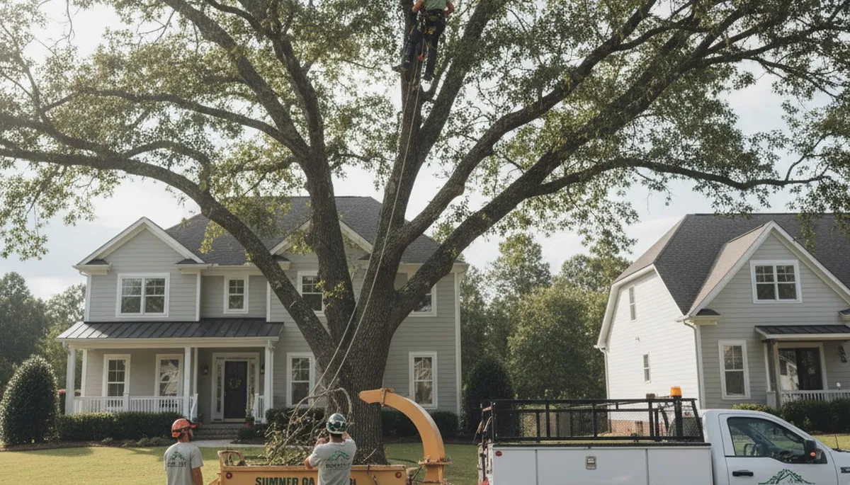 Professional tree removal service in Albany GA safely cutting and clearing large oak trees